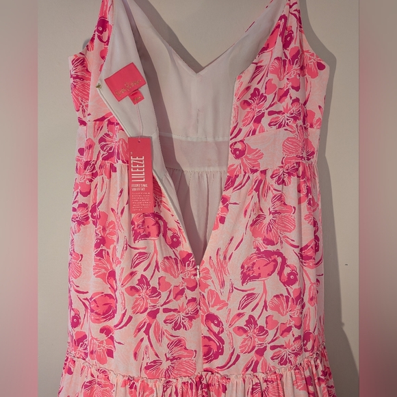 NWT Lilly Pulitzer Melody maxi dress in coral reef flamingle size 14 - Picture 4 of 8